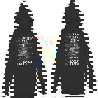 Patriotic Red White & Bruh America Fish Fishing 4Th Of July Hoodie - Thegiftio UK
