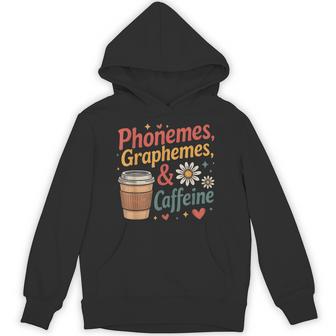 Phonemes Graphemes And Caffeine Reading Back To School Hoodie - Thegiftio UK