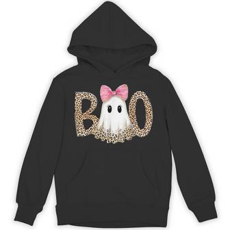 Preppy Leopard Ghost Boo Halloween Hoodie - Monsterry