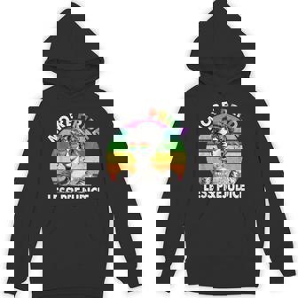 More Pride Less Prejudice Pride Month Lgbtq Gay Lesbian Hoodie - Thegiftio UK