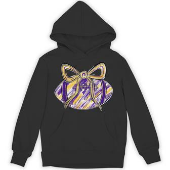 Purple Yellow Gold Football Coquette Bow Touchdown Season Hoodie - Thegiftio UK