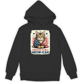 Purroud To Be A Meowican Patriotic Cat For July 4Th Hoodie - Thegiftio UK