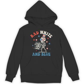Rad White And Blue Skeleton Radiology Patriotic Hoodie - Thegiftio UK