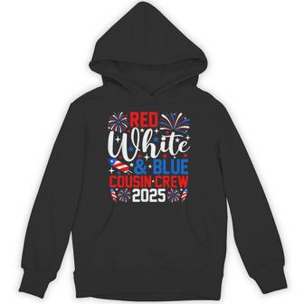 Red White And Blue Cousin Crew 2025 4Th Of July Fireworks Hoodie - Thegiftio UK