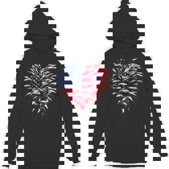 Retro Fighter Jet Airplane American Flag Heart 4Th Of July Hoodie - Monsterry