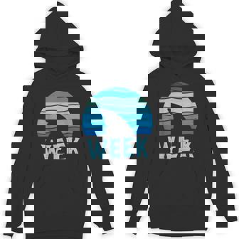 Retro Shark Fin Week 2025 Shark Lover Ocean Wildlife Summer Hoodie - Thegiftio