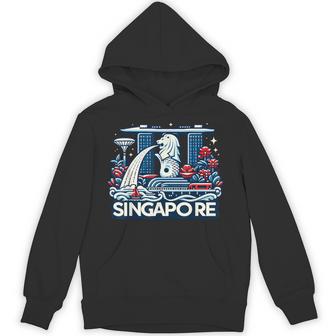 Singapore Marina Bay Sands Gardens By The Bay Merlion Statue Hoodie - Thegiftio UK