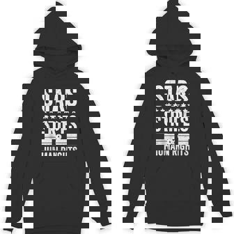 Stars Stripes And Human Rights 4Th Of July Distressed Hoodie - Thegiftio UK
