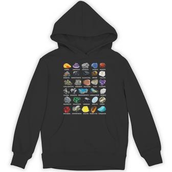 Types Of Rocks & Minerals Gemology & Geology Educational Hoodie - Thegiftio UK