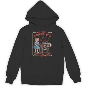 Vintage Horror Movie Lover Retro Halloween Rescue Dog Hoodie - Thegiftio UK