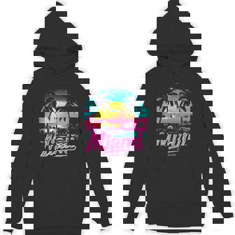 Vintage Miami Beach – Retro 305 Florida Sunset Graphic Hoodie - Thegiftio