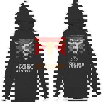 Vintage Western Bull Skull Raised On 90'S Country Music Hoodie - Monsterry