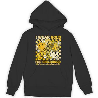 I Wear Gold For Childhood Cancer Awareness Gold Ribbon Bolt Hoodie - Thegiftio UK