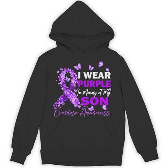 I Wear Purple In Memory Of My Son Overdose Awareness Hoodie - Thegiftio UK