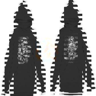 Wolf 4Th Of July Howling Wolves Under Moon American Flag Hoodie - Thegiftio UK
