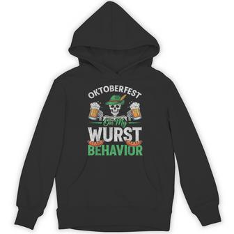 On My Wurst Behavior German Oktoberfest Drinking Men Hoodie - Thegiftio UK