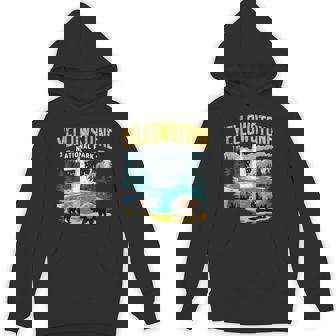 Yellowstone Us National Park Wolf Bison Bear Vintage Hoodie - Monsterry