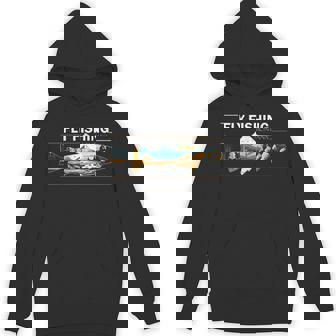 フライフィッシング モンタナ レトロ 風景 トラウト シルエット Hoodie - Kawaiitshirt