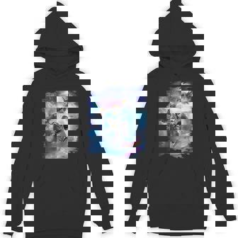 レインボーギャラクシー 宇宙に乗るサメに乗る猫 パーカー - Kawaiitshirt