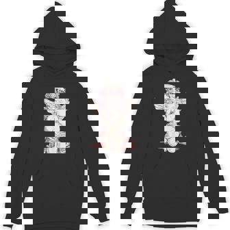 天使の羽を持つ膝の上の美的天使を祈る Hoodie - Kawaiitshirt
