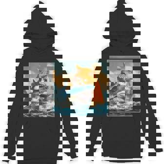 猫のサメ、面白い猫がサメを噛むサメ、サメと猫 パーカー - Kawaiitshirt