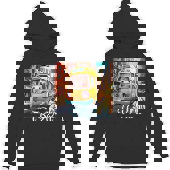 路面電車 Tram かわいい乗り物 おもちゃの乗り物 漫画風電車 鉄道ファン 鉄道旅行 鉄道模型ファン 鉄道風景 パーカー - Kawaiitshirt