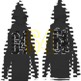 黒と黄色のカレッジスポーツスタイルの64番。 パーカー - Kawaiitshirt