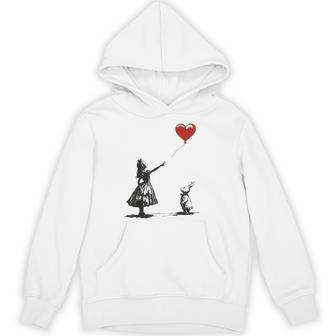 Alice In Wonderland With Balloon Rabbit Whimsical Fantasy Hoodie - Thegiftio UK