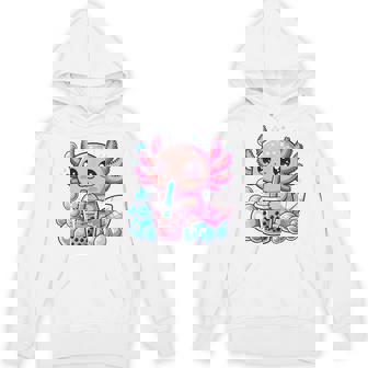 Axolotl Bubble Tea Boba Anime Kawaii Axolotl Hoodie - Thegiftio