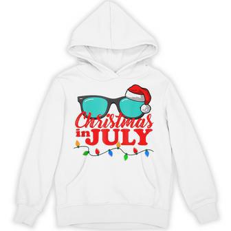 Christmas In July Santa Hat Sunglasses Summer Celebration Hoodie - Thegiftio UK