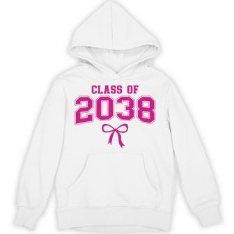 Class Of 2038 Grow With Me Kindergarten Pink Coquette Bow Hoodie - Thegiftio UK