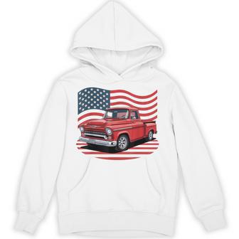 Classic Old Pickup Truck American Flag For 4Th Of July Hoodie - Thegiftio UK