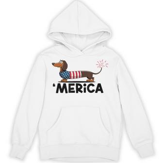 Dachshund Fourth 4Th Of July Merica Dachshund Hoodie - Thegiftio UK