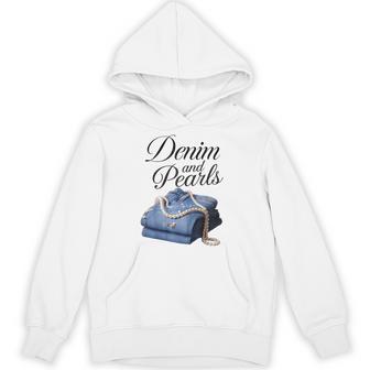 Denim And Pearls For Ladies 2025 Denim With Pearls Jeans Hoodie - Thegiftio UK