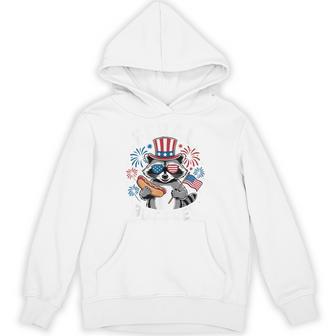 Feral But Free Patriotic Raccoon 4Th Of July Raccoon Hotdog Hoodie - Thegiftio UK