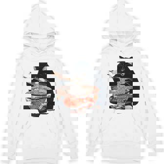 Black Fat Cat Eating Ramen Hoodie - Thegiftio