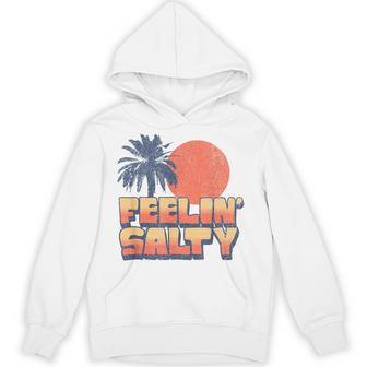 Feelin Salty Retro Sunset Palm Tree Vintage Vacation Hoodie - Thegiftio UK