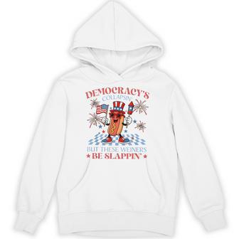 Hot Dog Democracy's Collapsing 4Th July Hoodie - Thegiftio UK