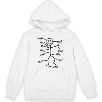 Stick And Figure Ow Ow Ow Chronic Pain Humor Awareness Hoodie - Thegiftio UK