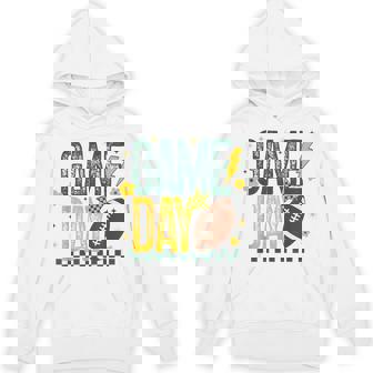 Game Day Football Season Retro Green Gold Checker Touchdown Hoodie - Thegiftio
