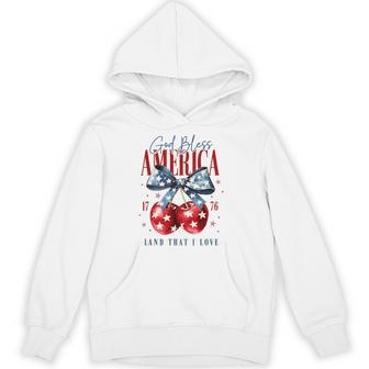 God Bless America Cherry Coquette Bow Independce Day Hoodie - Thegiftio UK