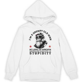Grumpy Old Man My Level Of Sarcasm Monkey On Back Hoodie - Thegiftio