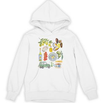 Italian Summer Scrapbook With Limoncello Seafood Coastal Hoodie - Thegiftio UK