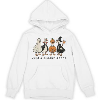 Just A Spooky Goose Halloween Silly Goose Halloween Hoodie - Thegiftio UK