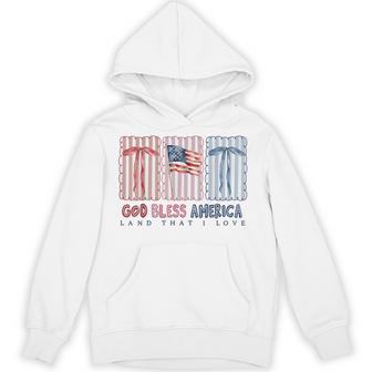 Land That I Love American Flag 4Th Of July Coquette Bow Hoodie - Thegiftio UK