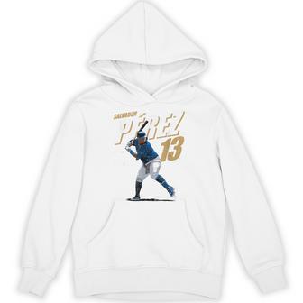 License Champs Salvador Perez Kansas City Baseball Player Mlbspz3001 Blue Hoodie - Thegiftio UK