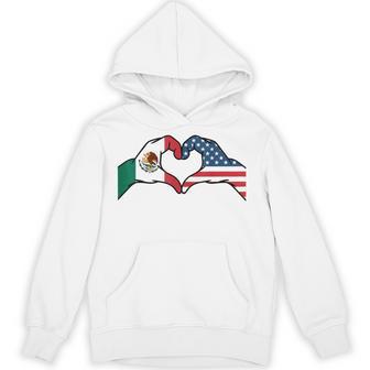 Mexican American Flag Print Heart Hands Love Mexico Usa Hoodie - Thegiftio UK