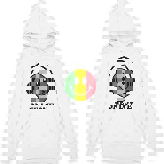 One Love ラスタ レゲエ 音楽 ヘッドホン スマイルフェイス ラスタファリ パーカー - Kawaiitshirt