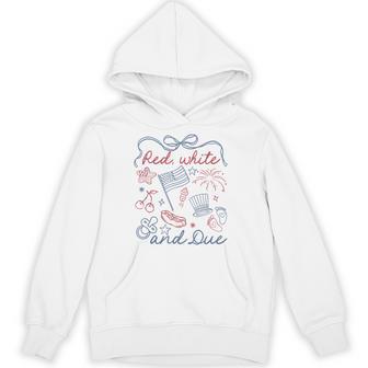 Retro Red White And Due Pregnancy Reveal 4Th Of July Hoodie - Thegiftio UK
