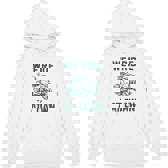 We Ride At Dawn Retro Lawn Mowing Dad Mower Hoodie - Thegiftio